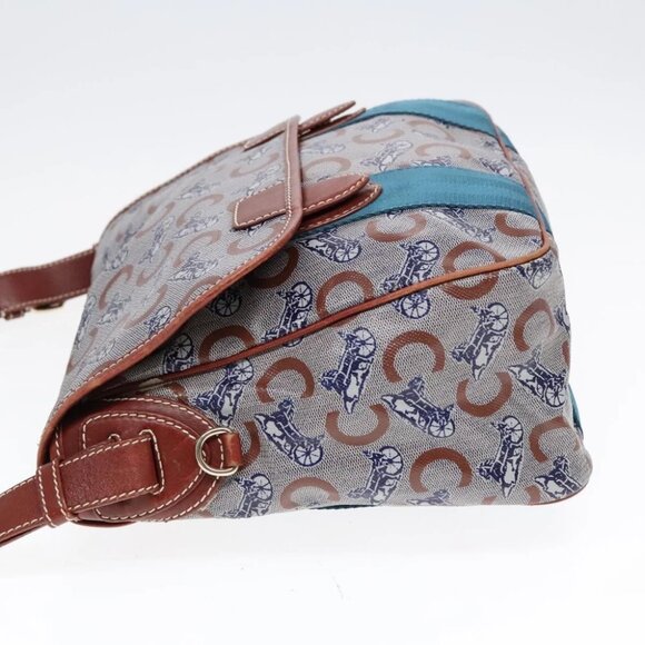 CELINE C Sulky Shoulder Bag PVC Gray Brown gold Auth 92150 - Picture 5 of 16